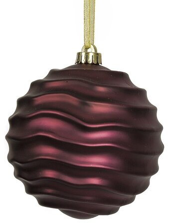 Earthflora's 6 Inch Matte Wavy Ball Ornament - Burgundy, Blue, Purple, Silver