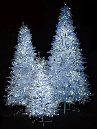 Earthflora's Christmas Slim Size Park Avenue Twinkling White Tree With Led Lights - 5 Foot, 7.5 Foot, 9 Foot Tall