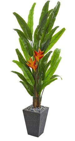 6.5’ Heliconia Artificial Plant in Slate Planter