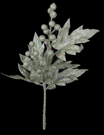 16 Inch Platinum Glittered Maple/Berry Pick