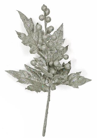 16 Inch Platinum Glittered Maple/Berry Pick