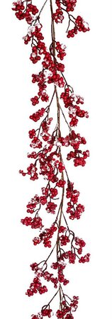 6 Foot Snowy Red Berry Garland