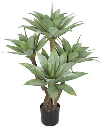 4 Foot  Plastic Agave Tree Indoor/Outdoor- 4 Green Heads - 43 inches Width