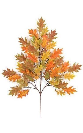 29 inches Pin Oak Branch - 54 Leaves - Orange/ Fall Color
