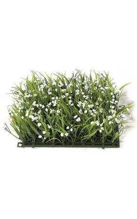 10 inches Plastic Grass with Fabric Gypso - 3 inches Height - White/Green