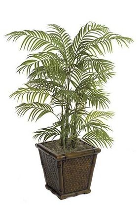 4 feet Artificial  Areca Palm - Synthetic Trunks - Green - Weighted Base