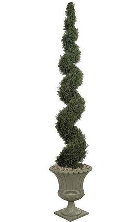 10 feet Plastic Outdoor Cypress Spiral Topiary - 4,294 Green Leaves - Bare Stem