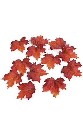 4.25 inches x 5 inches Maple Leaves with Veins - Red/Orange - 12 pcs per bag