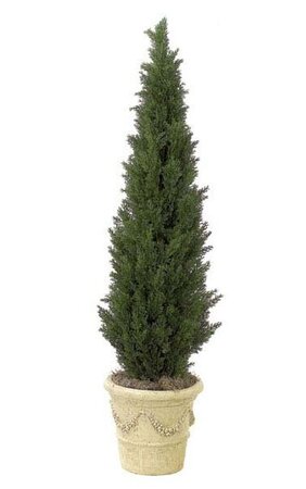 6 feet Polyblend Cedar Pine Tree 16 inches Wide - Synthetic Trunk - 2,492 Green Leaves - Weighted Base