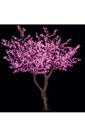 8 feet Cherry Blossom Christmas Tree - 2,016 Pink 5mm LED Lights - Brown Trunk/Branches