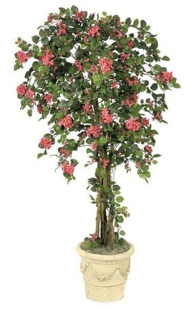 6 feet Artificial Bougainvillea - Natural Trunks - 1,812 Leaves - 811 Flowers - PEACH flower - Weighted Base