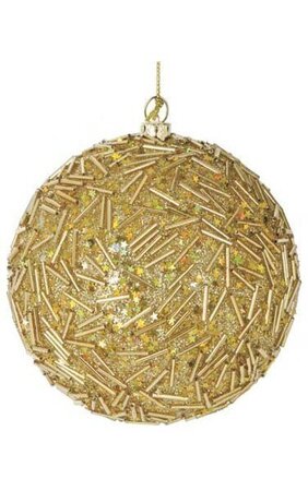 Beaded/Glittered Ball Ornament - Gold