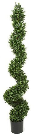 5 feet Plastic Outdoor Boxwood Sprial Topiary - Tutone Green- Outdoor UV Protection