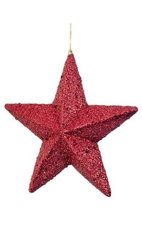 Glittered/Beaded Styrofoam Star Ornament - Double-Sided - Red