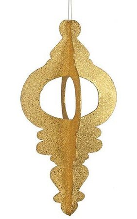 36 inches x 18 inches Fiberboard Glittered 3D Finial Ornament - Gold
