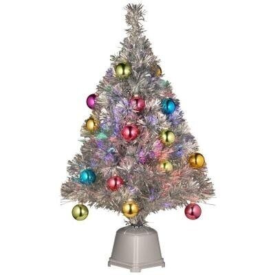 EF-24285 32 Inch Silver Fiber Optic Fireworks Ornament Artificial Christmas Tree
