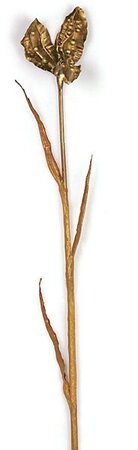 39 inches Seed Pod Spray - 3 Leaves - 34 inches Stem - 1 Flower - Black/Gold