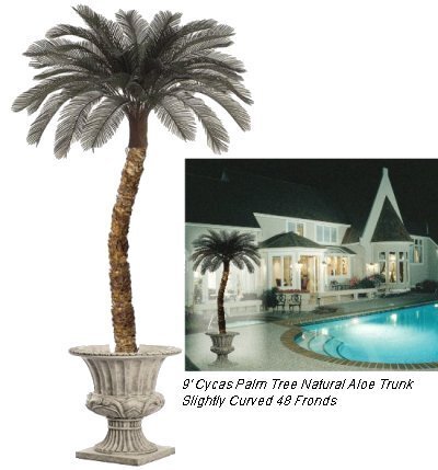A-400 Outdoor Custom Made Cycas made on rubberized polyblend aloe rings  trunk  in many heights See Details.