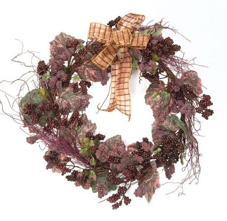 Berry Cluster Wreath with Twigs,Leaves,&Bow