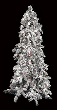 4 feet Flocked Carolina Pine Tree with lights