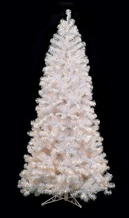 Slim White Tinsel Christmas Tree in 7.5 feet Tall & 10 feet Tall Heights with Clear Lights