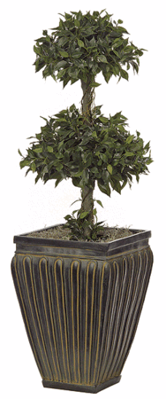 Faux Life Like 3 feet Ficus Topiary - Double Ball - Natural Touch - Synthetic Trunk