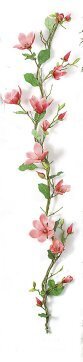 P-81560 6 feet Magnolia Garland - 18 Green Leaves - 11 Tutone Pink Flowers - 6 Buds - 8 inches Width