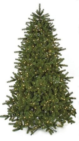 C-90178 7.5 feet Douglas Fir Christmas Tree - Full - 1,852 Green Plastic & PVC Tips - 750 Warm White 5mm LED Lights