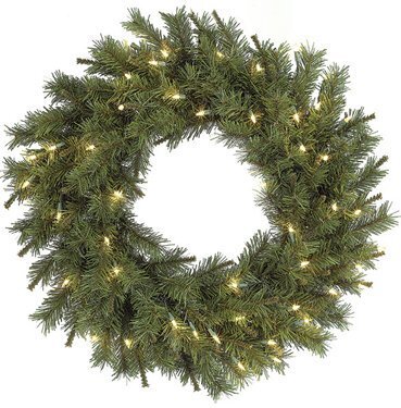 C-1251 30 inches Pistol Pine Wreath - Triple Ring - 180 Green Tips - 50 Clear lights