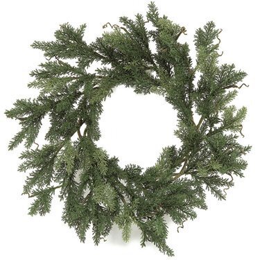 A-3048 28 inches Plastic Cypress Wreath - Single Ring - 404 Mixed Green Tips