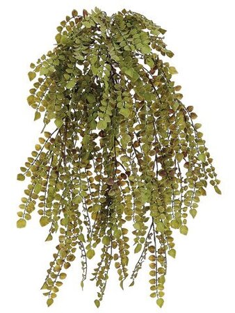 EF-008 23.5 inches Plastic Button Fern Hanging Bush Green Indoor/Outdoor (Sold in a 4 pc Set)