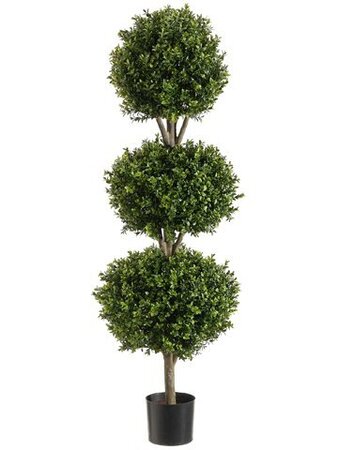 EF-274 4 feet Triple Ball-Shaped Boxwood Topiary in Plastic Pot Two Tone Green
