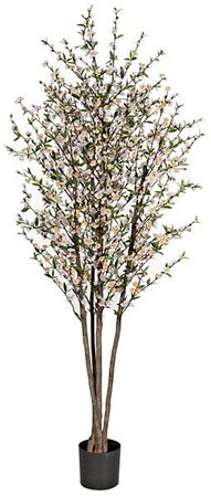 W-110025   7 feet Cherry Blossom Tree Natural Trunks White/Cream