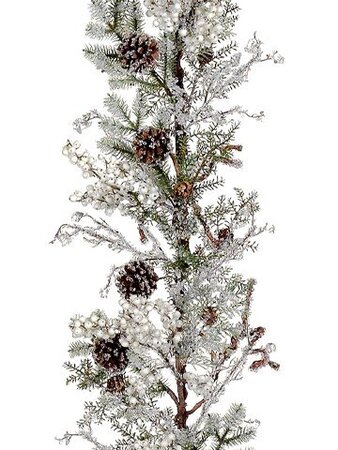EF-760 ZBI760  5 feet Ice Snow Berry/Cone/Twig/Pine Garland w/Re-Shippable Inner Box White (Price...