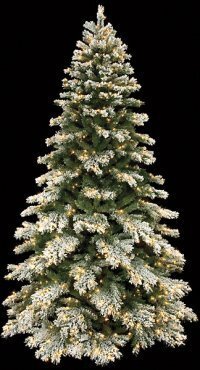C-90128  7.5 feet Flocked Mountain Pine Tree - Full - 1,144 Tips - 500 Warm White 5mm LED Lights - 56 inches Width - Wire Stand