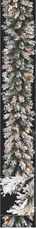 C-90141 9 feet Flocked Mountian Pine 50 Clear Lights 12 inches Wide