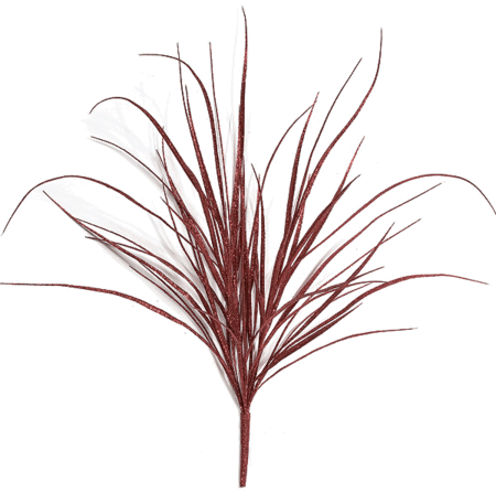 A-72252 36 inches Glittered Grass Bush - 44 Leaves - 6 inches Stem - Red