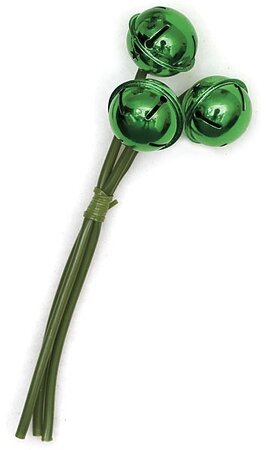 9 inches Plastic Bell Bundle - 3 Green Bells - 1.5 inches Width
