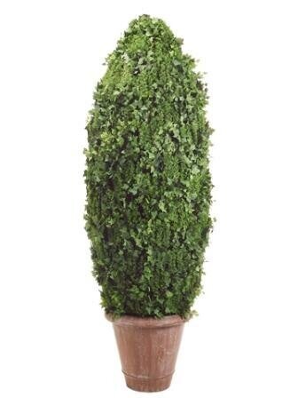 EF-485  8 feet Cone-Shaped Grass/Ivy Leaf Topiary in Polyresin Pot Green  Indoor/Outdoor