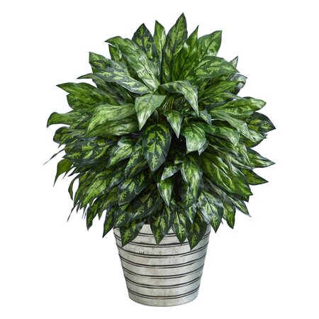 34" Silver King Artificial Plant in Decorative Tin Bucket