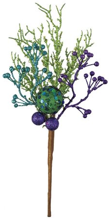 15 INCH GLITTERED BERRY CORAL BALL SPRAY