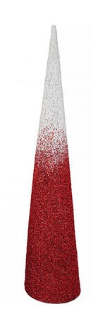 Red And White Beaded Ombre Cone Tree | 4 Feet, 5 Feet, Or 6 Feet