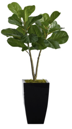3’ Fiddle Leaf Fig Artificial Tree In Black Metal Planter