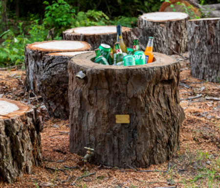 23" x 23" x 20" Tree Trunk Addition Cooler Rugged  Natural Tree Color