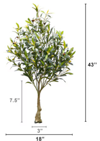 3.5 Foot Outdoor UV Resistant Artificial Olive Bush With Integrated Ground Stake (Indoor/Outdoor)