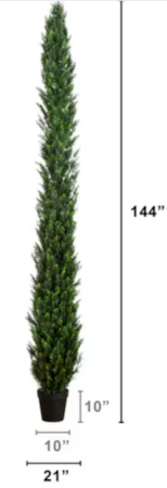 12 Foot Outdoor UV Resistant Artificial Italian Cedar Pine Tree Outdoor
