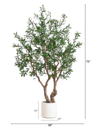 6’ Artificial Grand Olive Tree In White Decorative Planter