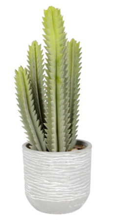 15.5" Artificial Green Cactus in Concrete Pot