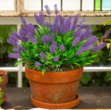 13" Outdoor UV Resistant Artificial Flowering Lavender Bush (Indoor/Outdoor) - Set of 12
