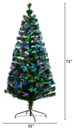 6' Pre-Lit Fiber Optic Artificial Christmas Tree With 220 Colorful LED And Remote Control Show